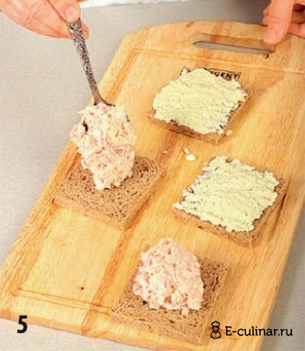 Бутербродные тортики с окороком - фото шага 5