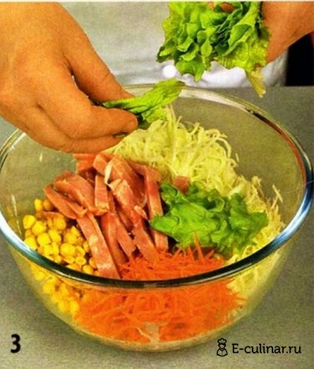 Овощной салат с ветчиной - фото шага 3