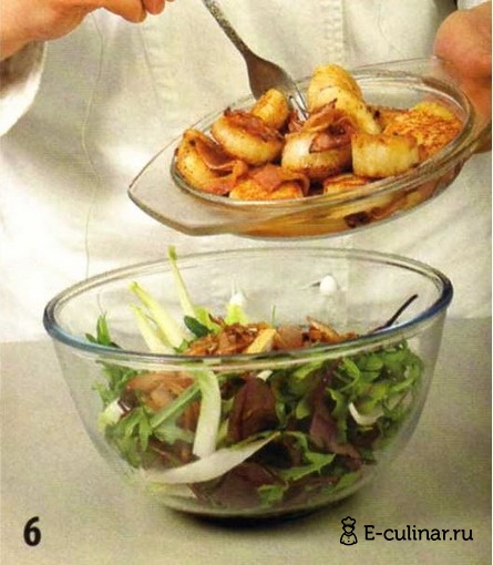 Теплый салат с беконом и гребешками - фото шага 6