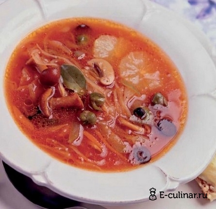 Готовое блюдо Суп овощная солянка с капустой и грибами