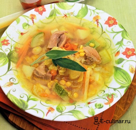 Готовое блюдо Суп из индейки с савойской капустой