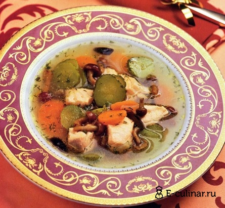 Готовое блюдо Суп из семги с грибами