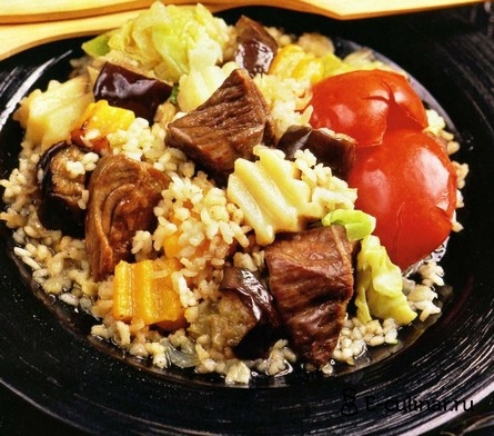 Готовое блюдо Говядина, тушенная с овощами и рисом