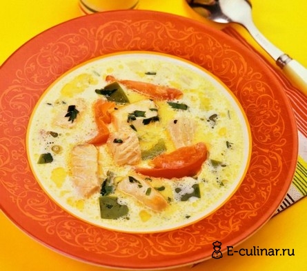 Готовое блюдо Сливочный суп с красной рыбой