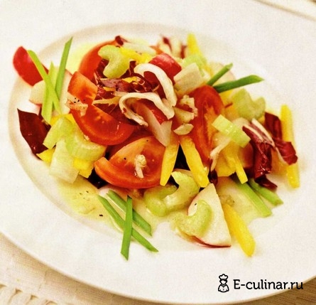 Готовое блюдо Овощной салат с чесночной заправкой