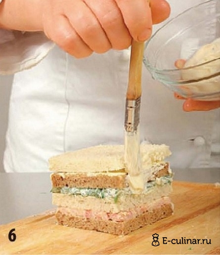 Бутербродные тортики с окороком - фото шага 6