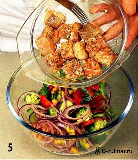 Рыбный салат с брокколи - фото шага 5